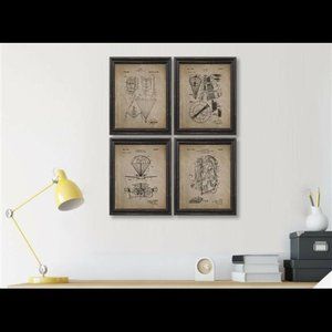 Skydiving Patents Vintage Style Posters Wall Art Decor Set of 4 Prints 8.5x11